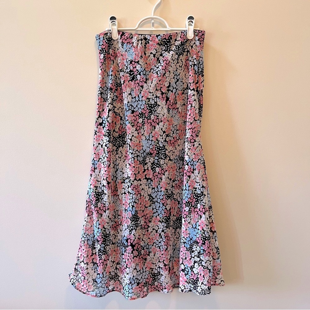 Nasty Gal Floral Lined Midi Skirt